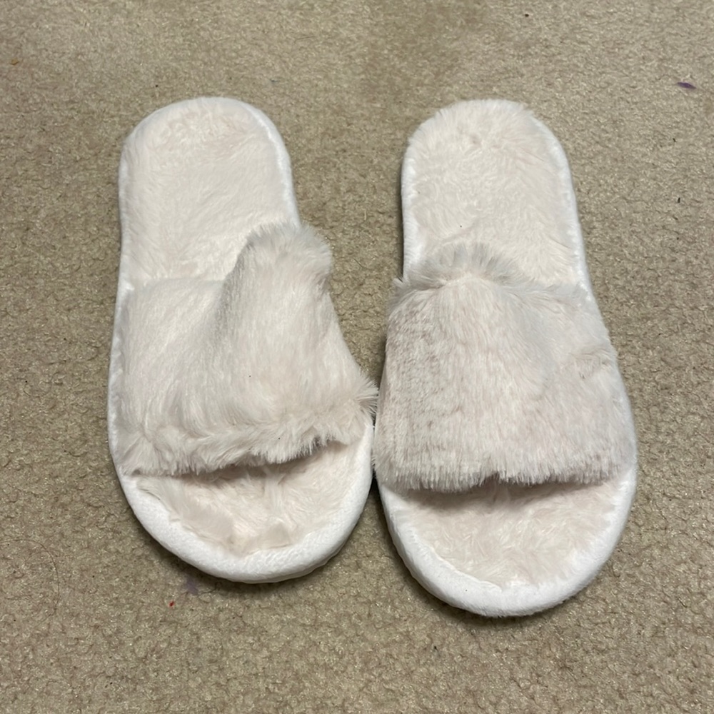White Fuzzy Slippers